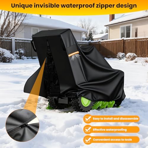 Hicover Snow Blower Cover - 1200D Snowblower Covers Heavy Duty Waterproof Zipper Reflective Strips Universal Fit for EGO, Honda, Ryobi, Cub Cadet, Ariens, Troy Bilt, Snow Joe, Toro and PowerSmart - 4