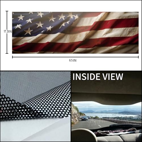 Image of Rear Window Decals for Trucks - 65x17.3 in Back Window American Flag Decals Fit Most Pickup Trucks SUV, Vinyl Back Window Decal Truck Rear Window Graphics for Personalized