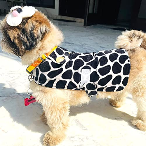 Image of Lulala Soft Dog Sweater Year-Round Sweater for Dogs Dog Soft Warm Polar Fleece Vest Knit Fleece Pet Jacke Fleece Lining Light Weight Velcro Closure-Opening Flower Print (Color: Blue, Size: Small)