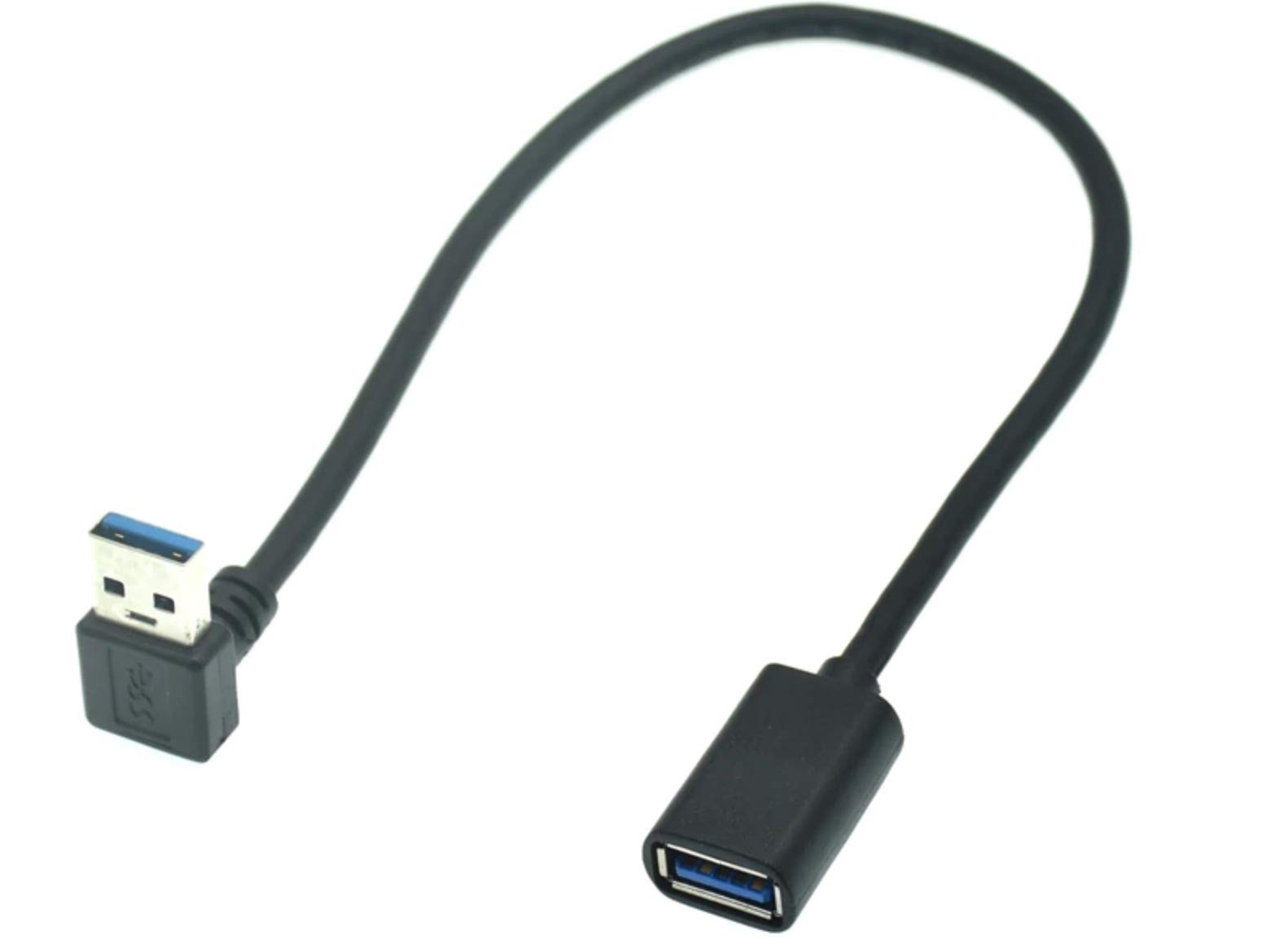 innov8 USB 3.0 Type A Male to Female Extension Cable 5Gbps Speed Extender Connector (Down Angle) - 0.3m, Black
