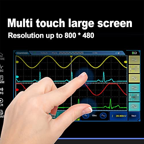 Image of Hantek Touch Screen Tablet Oscilloscope, 2 Channel Handheld Digital Oscilloscope 250MHz 1GSa /S with Multimeter Build with Large Capacity Battery +Type C Charger
