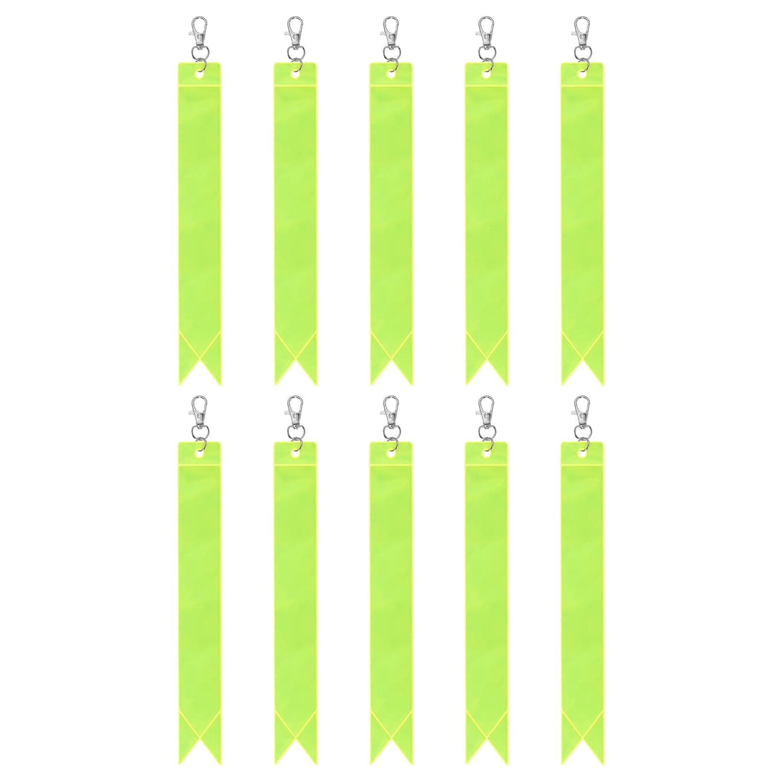 YELARXI Safety Reflector, Reflective Tags Pendant Safety Keychain Gear with Clip 8.7" & Light Green & 10Pcs - Fitting For(Keychain/Purses/Backpack/Wheelchairs Cycling/Running/Walking)