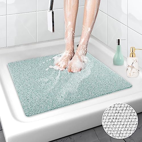 Shower Mat Non Slip Anti Mould: Bath Mats for Inside Bath- 53 x 53 cm Anti Slip Shower Mats for Inside Shower- Loofah Shower Mat Green Square Washable Shower Matt for Elderly Wet Room Quick Dry