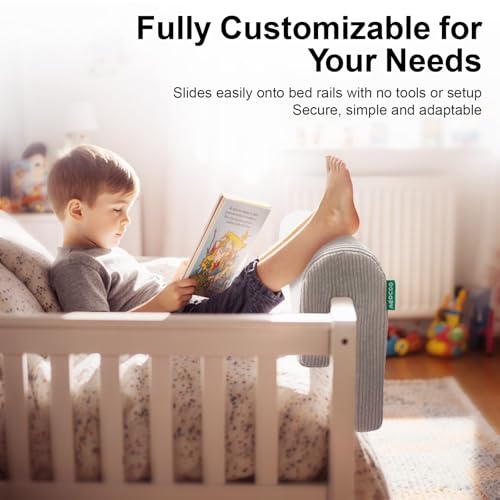 Image of AEOCOO Bed Bumpers for Toddlers, Size 3 Ft, Toddler Bed Rail Bumper Protector for Loft Beds & Bunk Beds, Bed Rail Height Extender Bed Guardrail, Anti-Bump | Fall Prevention, Gray