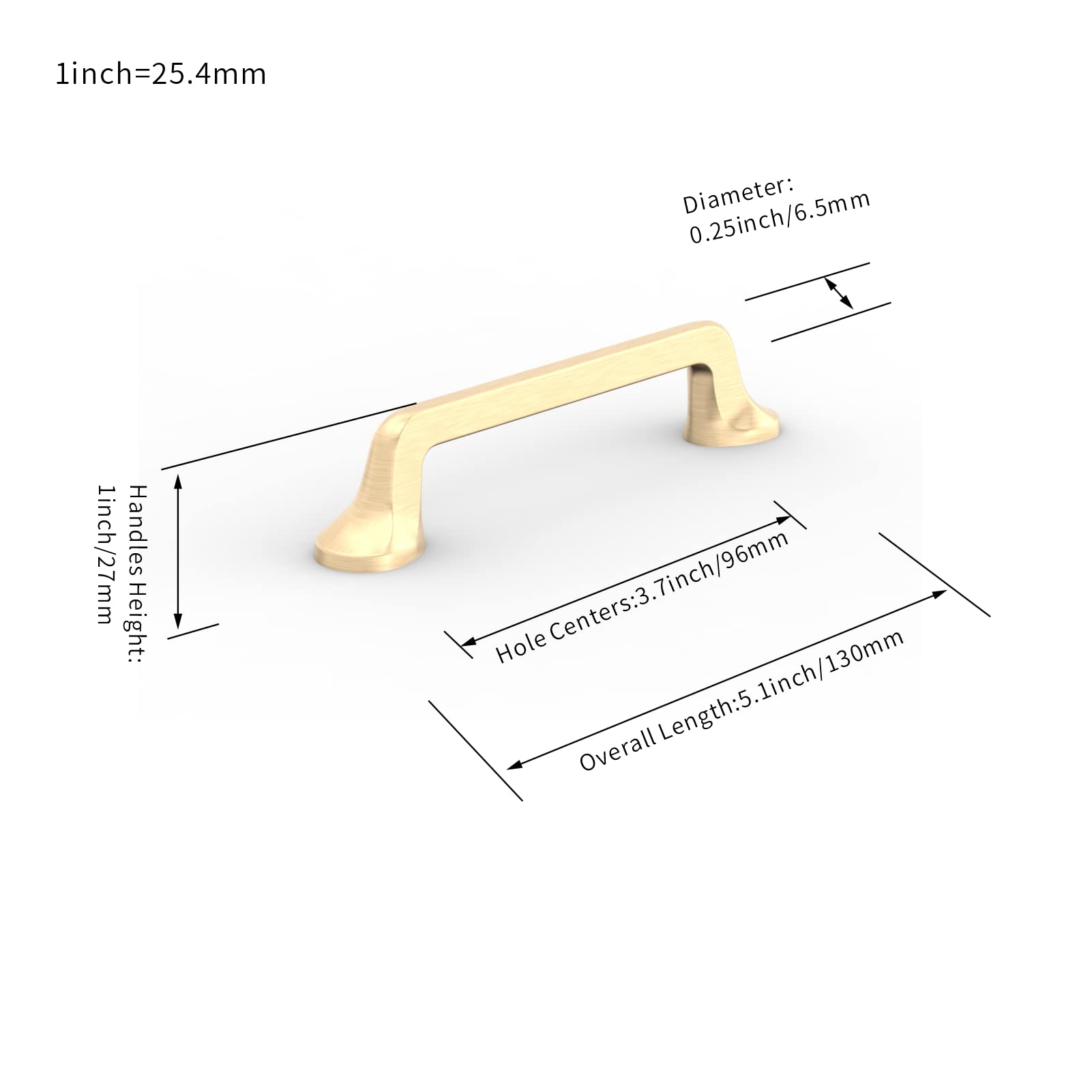 FURNIWARE Confezione da 10 maniglie per armadietti, maniglie per cassetti, maniglie in lega di zinco per ante di armadietti da cucina, ottone spazzolato satinato, foro centrale da 96 mm