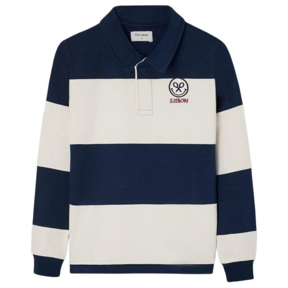 SILBON Felpa Polo Collar Striped Smile 4 Years