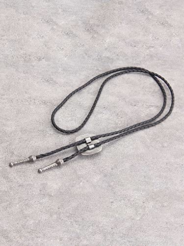 Image of GelConnie Bolo Tie for Men Women Western Cowboy Turquoise Leather Necktie | Natural Stone Bolo Tie Necklace for Women Rodeo Cowboy Leather Necktie Native American Western Cowgirl Ties Adjustable Cord