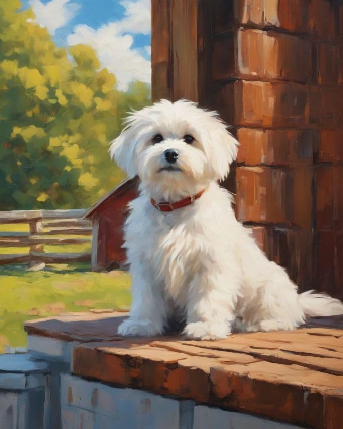 ZMHZMY Paint by Number Kits Maltese Dog on Windowsill DIY Digital Canvas Oil Painting or Adults,Beginner,40x50cm Frameless