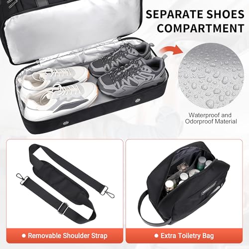 Image of WITZMAN Weekender Bags for Men Carry On Overnight Bag with Toiletry Bag Sets Travel Duffle Bag Shoes Compartment (B694 Black)