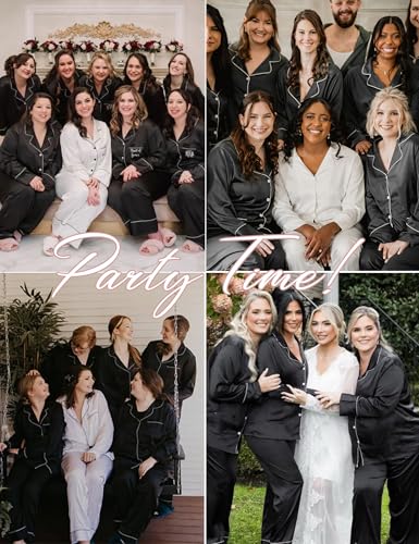 SWOMOG Plus Size Pajama Set for Women Silk Satin Pajamas Long Sleeve Sleepwear Button Down PJs Soft Pj Set with Chest Pocket3