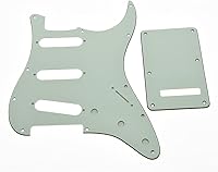 Vista 12 de KAISH Guardabarros de 11 agujeros estilo ST/Strat, SSS, con placa trasera ST, cubierta de trémolo para Stratocaster/Strat Gold Pearl de EE.