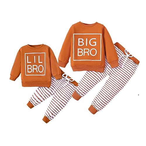 Image of Honykids Big Brother Little Brother Matching Outfits Toddler baby boy Sweatshirt+Long Pants Fall Winter Matching Outfits