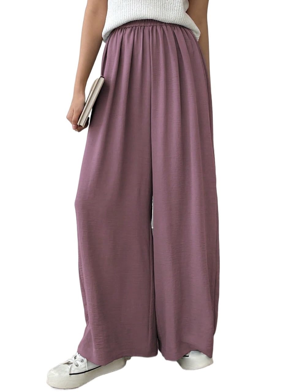 Casual Pants for Women Solid Wide Leg Pants Flowy Pants Work Casual Pants