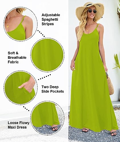 Image of Wolddress Womens Maxi Dress with Pockets 2026 Casual Strap Plus Size Loose Plain Long Office Summer Beach Travel Dresses S-5X