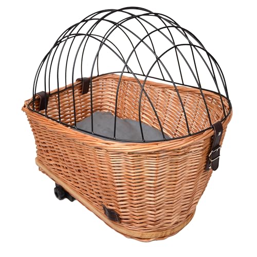 UNUS Hundefahrradkorb für Gepäckträger aus Weide Fahrradkorb mit...