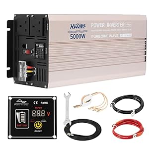 XWJNE 5000W Pure Sine Wave Inverter 48V to 230/240V Car Converter Pro Power Inverter Peak Power 10000W DC to AC Converter with Remote Control and LED Display 4.2A USB Charging Ports & 2 AC Outlets