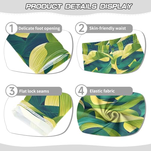 Tropical Greens Leaves Kids Girl's Active Leggings Comfortable High Waisted Yoga Pants Gym3