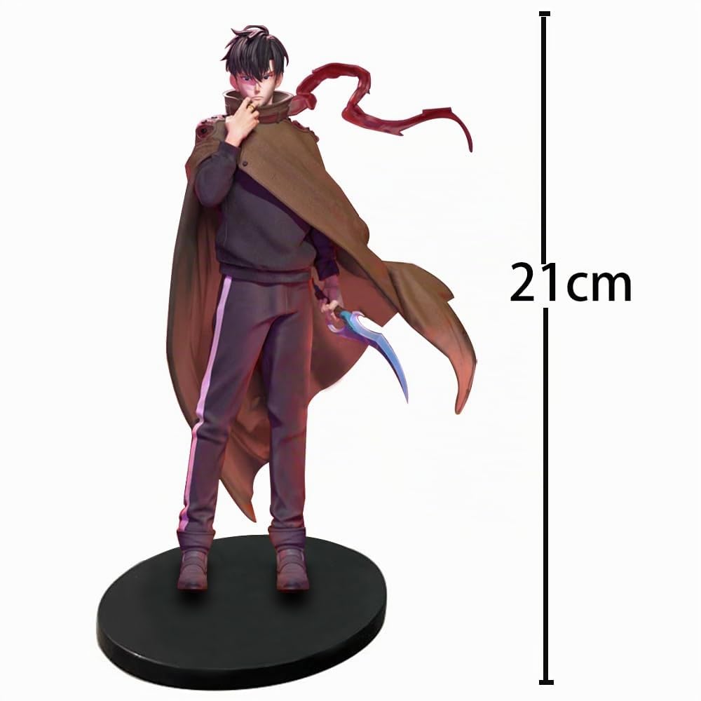 Sung Jin Woo Figurine 21 cm Figurines Anime Sung Jin Woo Figurine d'action Statue Figurine de collection Décoration d'intérieur Voiture Cadeau pour les fans