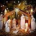 Wesiti Christmas Wooden Nativity Manger Wood Nativity Scene with Roof Star 14.5 x 10.5'' for Inside 7 Inch Scale Holy Family Wooden Stable Creche Home Desk Decor (Without Figurines)