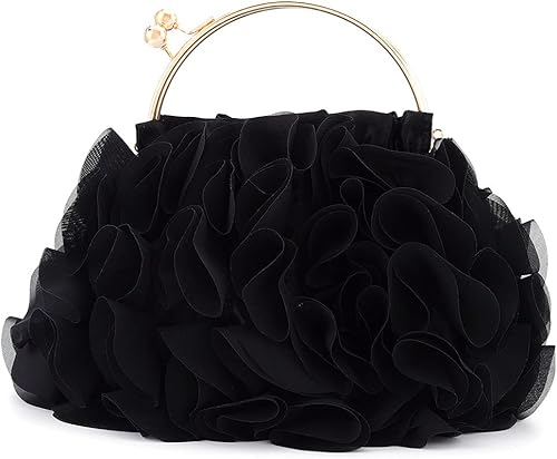Yokawe Bolsos de mano florales para mujer, bolsa de noche con flores de satén, bolsas de fiesta de graduación