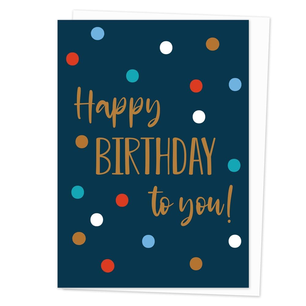 Dotty about Paper Tarjeta de cumpleaños para amigos, tarjeta de felicitación de alta calidad con lunares marinos. Sobre incluido