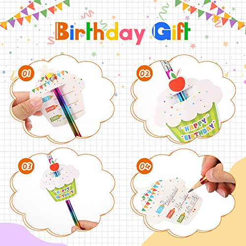 Breling 30 sets lápices HB con tarjetas cupcakes miniatura 4
