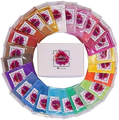 VITORY Mica Powder Pigment Set(24 Colors), Colorant Dye of Cosmetic Grade for Slime, Resin dye, Bath Bombs, Candle, DIY Soap Making–Safe & Non-Toxic & Nature