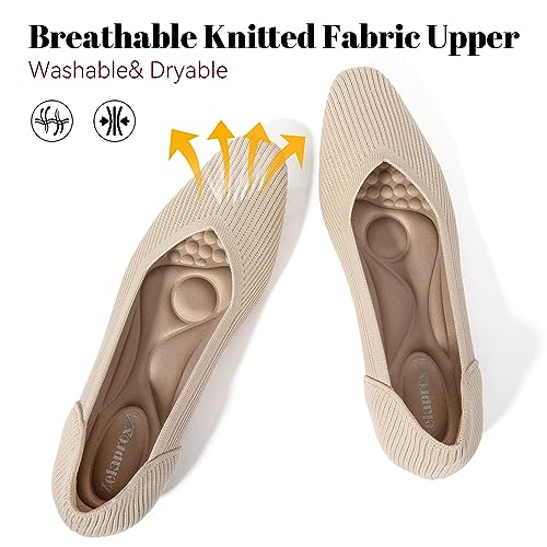 Zelaprox Women's Flats Shoes Comfort Knit Dress Flats Round Toe Ballet Flats with Memory Foam Softable Slip on Casual Work Office Flats3