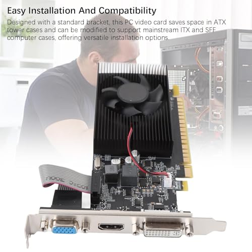 Tarjeta de video de ventilador único Yunir DDR3 4 GB 128 bits 700 MHz para juegos multimedia básicos 2