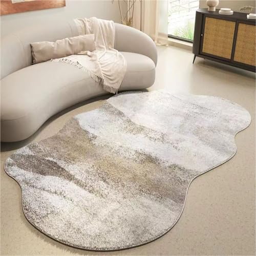 Tapis en fausse laine marron 160x230cm antidérapant et lavable pour salon