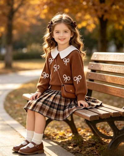 Image of Renotemy Toddler Girls Outfits Winter Little Girl Clothes Skirt Set 18M-6Y | Girls Christmas Fashion 2 Piece Outfit,Fall Knit Sweater and Skirt Set,Holiday Thanksgiving Dress Back to School Essentials