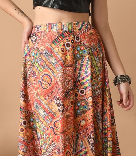 Image of VAGISHA Women's 4-Metre Flared Long Skirt | Skirts for Women Long Length | Long Skirts for Girls | Ethnic & Boho Printed Wear with Elastic Waist | Perfect for Party, Festive & Casual Look