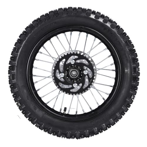 Llanta Trasera para Moto de 14 Pulgadas con Neumático 90/100 14 de Freno y Piñón Eje de 15mm Compatible con Tao Kayo TSD 110 TD 125 Apollo y SSR Ideal para Terrenos Difíciles y