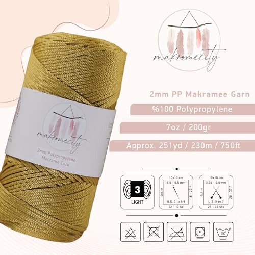 Makromecity Makramee Garn 2mm x 230m Premium Polyester für Handwerk und Wohndekorationen – Bild 2