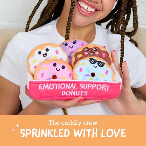 Image of WHAT DO YOU MEME? Emotional Support Donuts by Relatable, Cuddly Stuffed Animals and Toys, Squishy Toys and Plushies, Great Ideas for Loved Ones of All Ages, Includes 5 Plushies with Carrying Basket