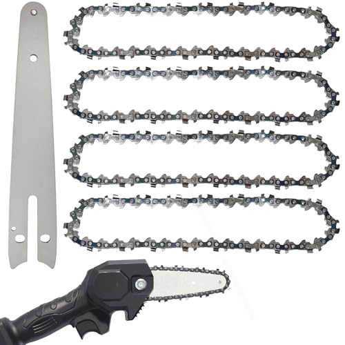 CoKeeSun 4 Stück 6 Zoll Sägeketten mit 18,5cm Schwert, 1/4' 37TG 1.1mm 15cm