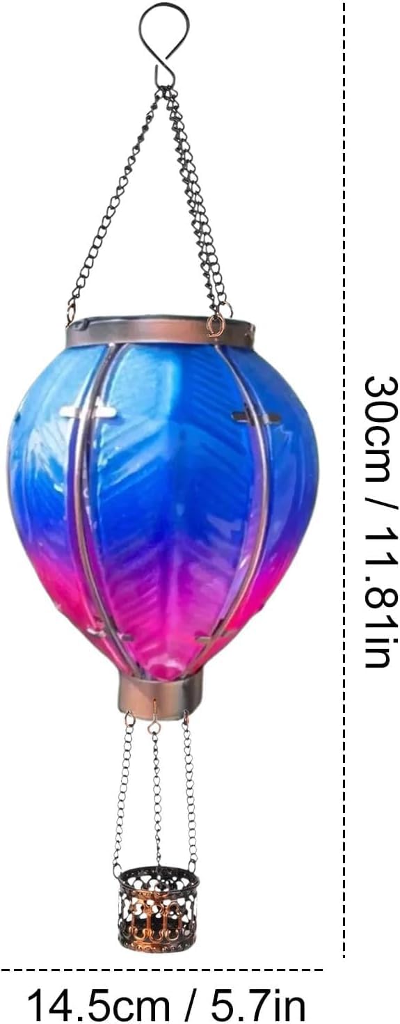 Solar Hot Air Globe Lantern, Outdoor Garden Ornaments, Solar Hot Air Globe Lantern, Waterproof Light with Flickering Candle Holder for Hanging on Flame