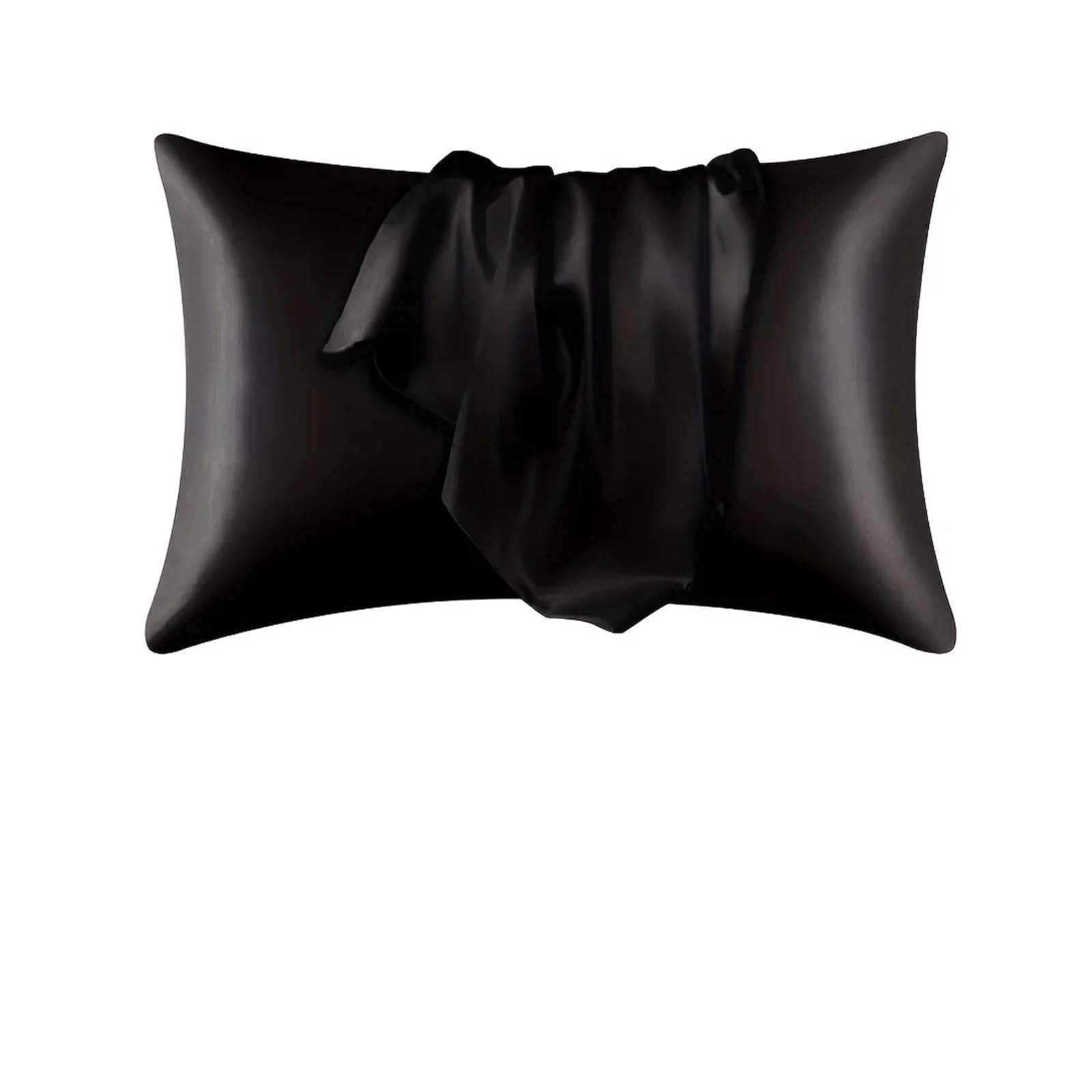 LYXYGMV 2 Silky Pillowcases for Bedrooms(Black,50x66cm)