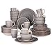 vancasso Serie Bella Vajillas de Cerámica de Gres de 40 Piezas Servicio de Mesa para 8 Personas, Contiene Tazas, Cuencos, Platos de Postre, Platos Llanos, Platos Hondos, Color Gris