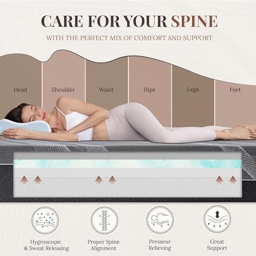 CH CHARME HOUSE 14 Inch Queen Mattress, Bamboo-Charcoal Memory Foam Mattress, Cooling & Pressure Relief, Bed in a Box, Foam Made in USA & CertiPUR-US Certified, 60'x80'x14', Black - Image 7