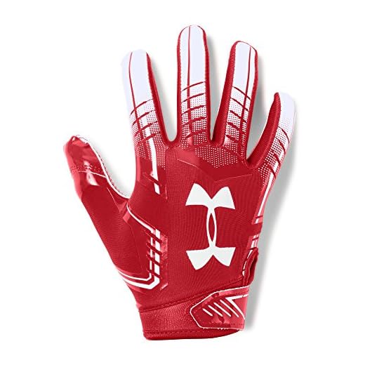 Under Armour boys F6 Youth Football Gloves Red (600)/White Youth Small