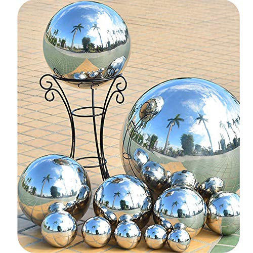 FixWhat 12 in Gazing Ball,Silver Stainless Steel Mirror Globe,Polished Reflective Smooth Garden Sphere,for Garden Home Decoration with Colorful Shiny Addition - Thumbnail 5