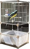 Jaula para pájaros, Jaula para Loros de Viaje, Regalo para Amantes de Las Aves, jaulas para pájaros para periquitos con Soporte, jaulas para Loros (Blanco 75 cm)