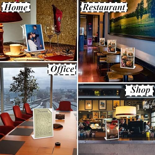 Image of Shuban Acrylic Sign Holder L Shape Double Sided Portrait Style Menu Ad Frame Display Stand (L- Shape 06 x 09 Inch-(8Pcs))