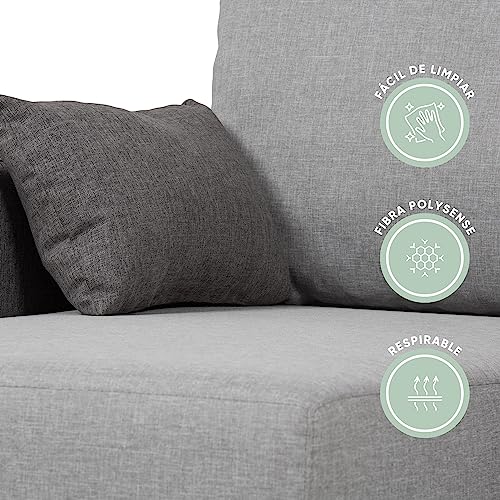 Variante de BUDWING sofa con chaise longue Leah Gris bicolor 233x124x69 cm