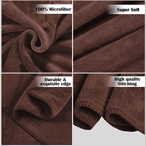 Image of Sassoon Venir Microfiber 2 Piece Hand Towels in 450 GSM (40x60cm, Cocoa Color) - Absorbent & Quick Dry Multipurpose Hand Towels