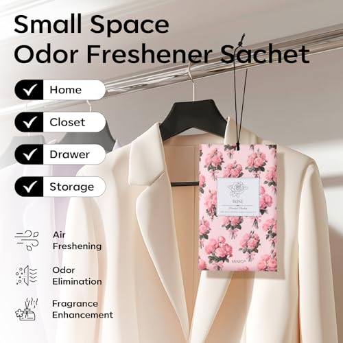 Image of MYARO 20 Pack Rose Scented Sachets for Drawer, Closet & Car - Fresh Air Freshener Bags Home Fragrance, Odor Eliminator for New House Small Storage Space & Travel Luggage