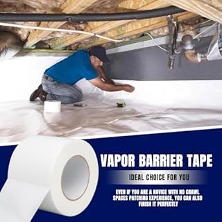 AujfW Vapor Barrier Tape, 4" Wide x 180' Long, 6 Roll, Waterproofing Vapor Barrier Seam Tape for Stucco, Crawl Space, Repair, Plastic Liners, Metal Building Insulation Seams