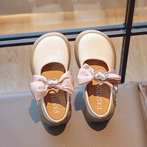 Fashion Four Seasons Children Casual Shoes for Girls Flat Sole Thick Sole Round Toe Solid Color Ribbon Girl Winter (White, 10-10.5 Years Big Kids)4