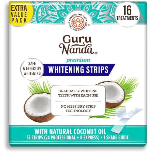 GuruNanda Teeth Whitening Strips - 4X Whiter Teeth, 16-Day Whitening Kit